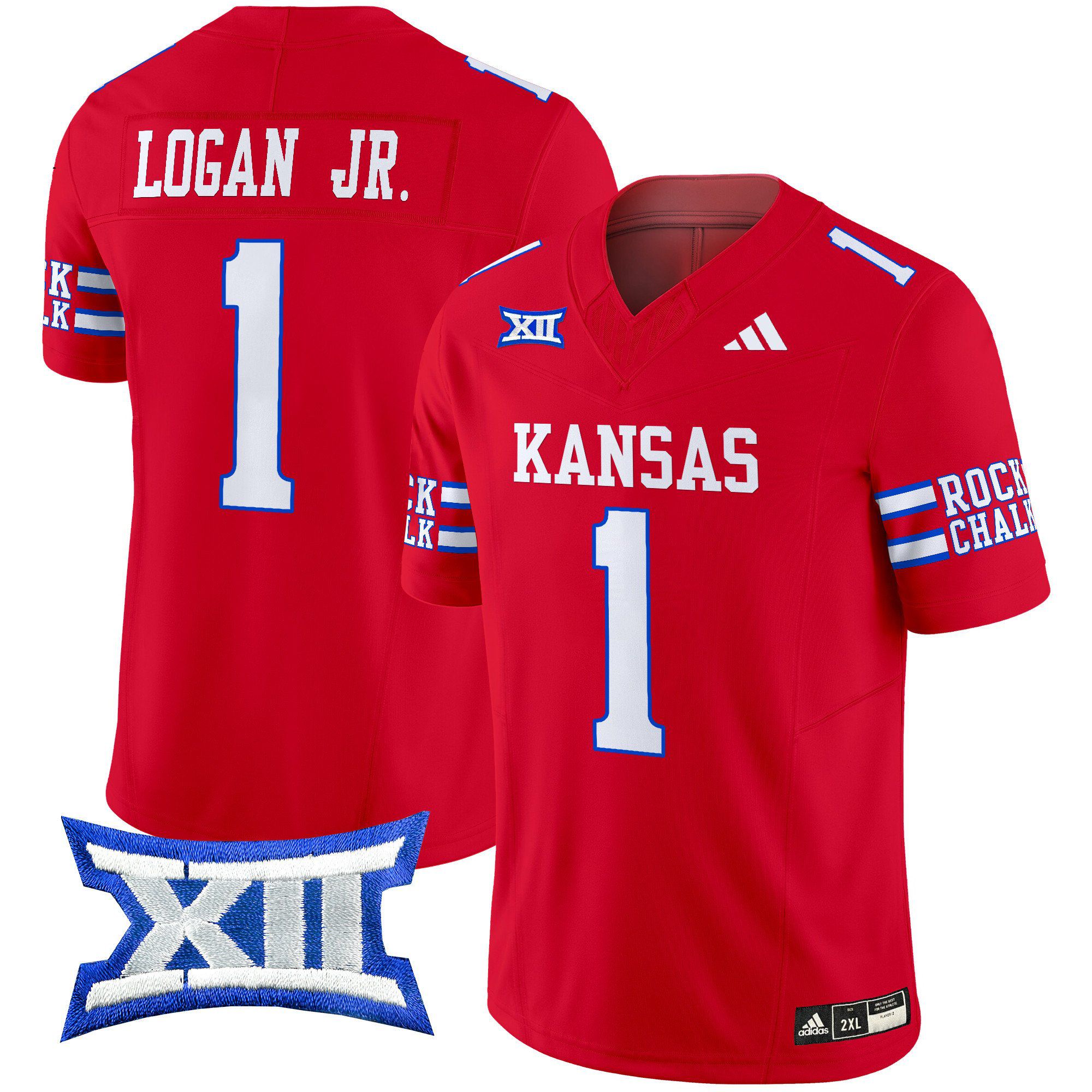 Men Kansas Jayhawks #1 Logan jr Red 2024 Vapor Limited NCAA Jersey
